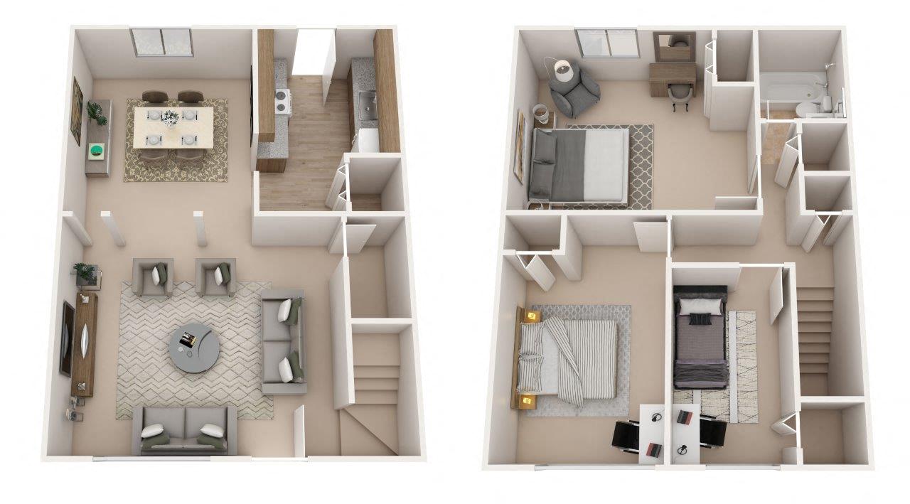 Floor plan for 3 beds, 1 bath, 1040 sqft